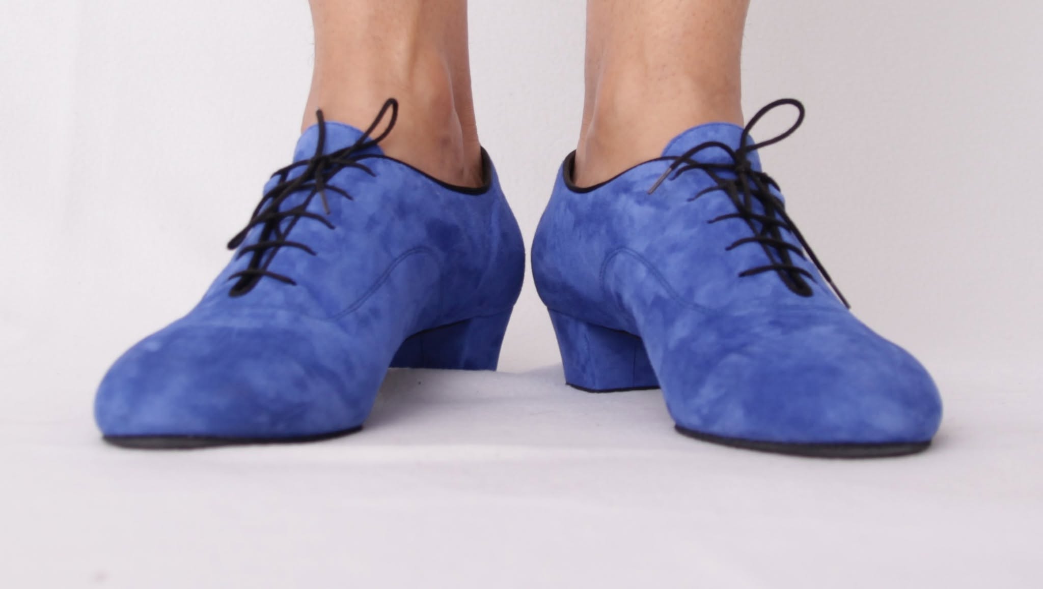Custom blue suede men's dance shoes