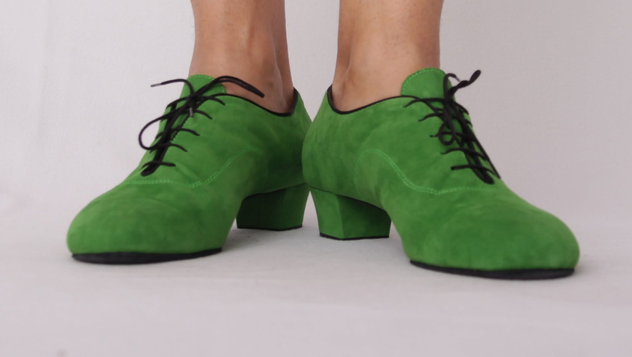 Custom bright green suede men's dance shoes
